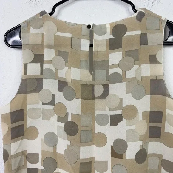 Akris Punto Shirt Womens 6 Neutral Geometric Circles Squares Quiet Luxury Artsy - Picture 5 of 8